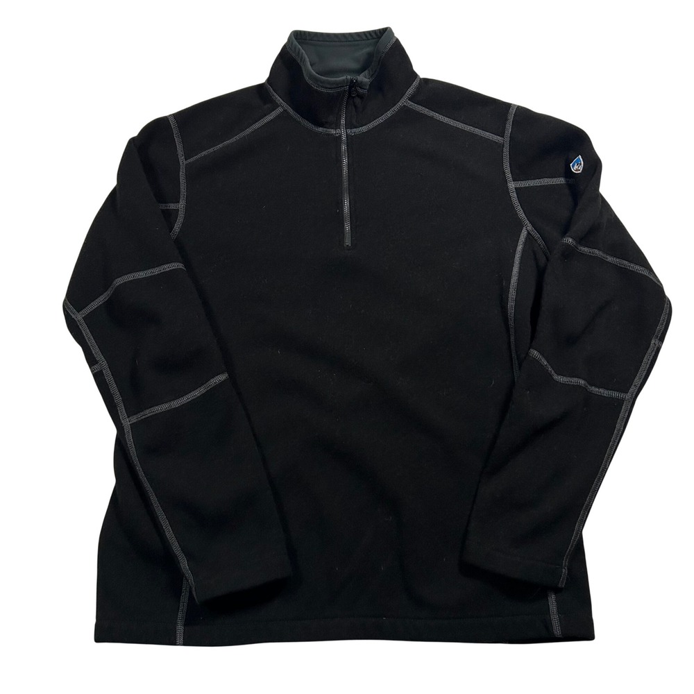 Kuhl Revel 1/4 Zip Pullover Mens Medium Black Contrast Stitching Activewear
